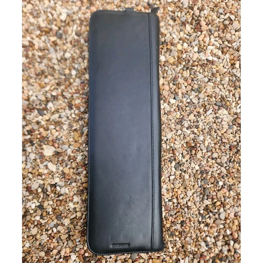 Jos A Bank Tie Travel Case Black Leather Genuine Leather Zippered